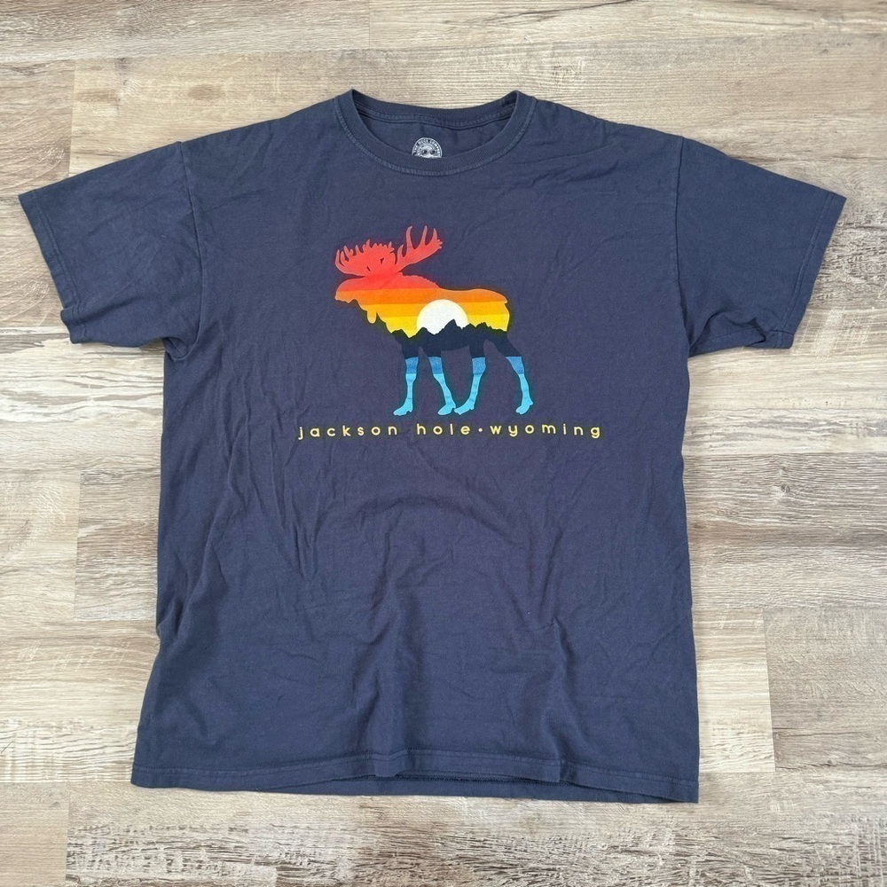 Navy Blue Jackson Hole Wyoming t shirt
Duck Co branded mens L measures 21x28 - Picture 3 of 5